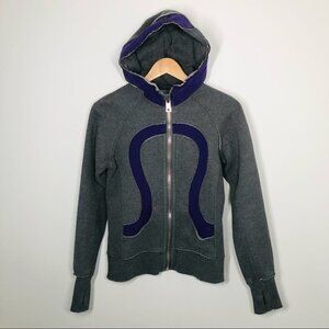 Lululemon Dark Classic Sport Gray & Lolo Limited Edition Distressed Scuba Hoodie